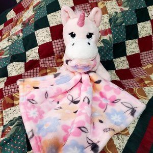 Little Beginnings Plush Pink Unicorn Lovey Lovie Security Blanket Baby